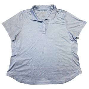 Tommy Bahama IslandZone Womens XL Blue Heathered Polo Shirt Short Sleeve Stretch